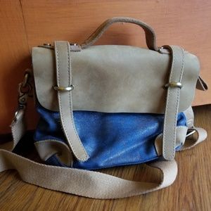 Jesslyn Blake Blue and Tan Crossbody Bag